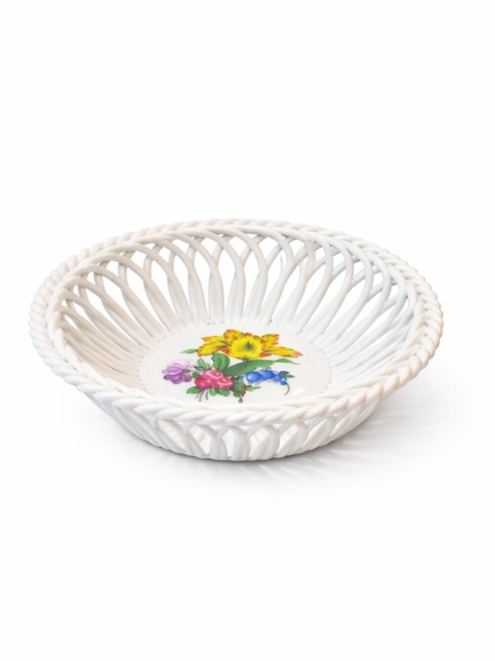 Herend Printemps BT Hand-Painted Porcelain Openwork Floral Bowl